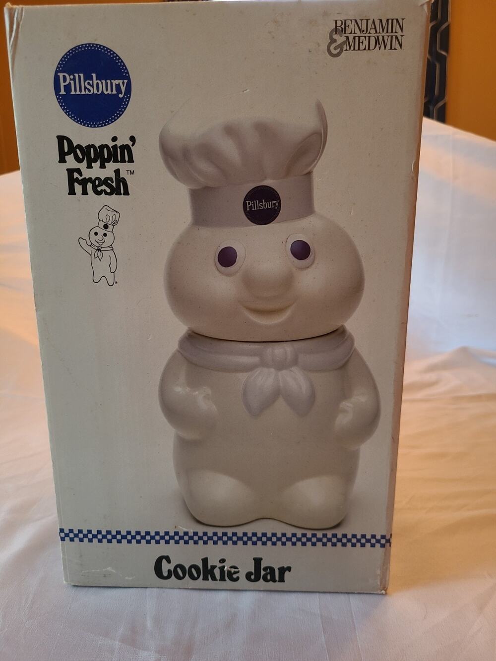 PILLSBURY POPPIN’ FRESH Cookie Jar 1988 Benjamin & Medwin Vintage With Box 11x6